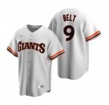 Men's Nike San Francisco Giants #9 Brandon Belt White Cooperstown Collection Home Stitched Baseball Jersey