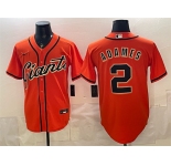 Men's San Francisco Giants #2 Willy Adames Orange Cool Base Stitched Baseball Jersey