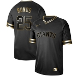 Men's San Francisco Giants #25 Barry Bonds Authentic Black Gold Fashion Baseball Jersey