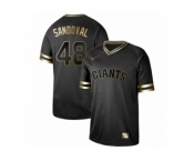 Men's San Francisco Giants #48 Pablo Sandoval Authentic Black Gold Fashion Baseball Jersey