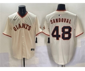 Men's San Francisco Giants #48 Pablo Sandoval Cream 2024 Home Limited Stitched Baseball Jersey