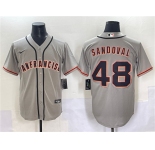 Men's San Francisco Giants #48 Pablo Sandoval Gray Cool Base Stitched Baseball Jersey