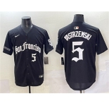 Men's San Francisco Giants #5 Mike Yastrzemski Black 'Gothic Fog Edition' Vapor Premier Limited Stitched Baseball Jersey