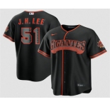 Men's San Francisco Giants #51 Jung Hoo Lee Black 2026 Alternate Stadium Stitched Jersey