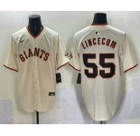 Men's San Francisco Giants #55 Tim Lincecum Cream Limited Stitched Jersey
