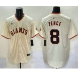 Men's San Francisco Giants #8 Hunter Pence Cream Limited Stitched Jersey