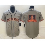Men's San Francisco Giants Gray Team Big Logo Cool Base Stitched Jersey