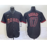 Angeles Angels #17 Shohei Ohtani Lights Out Black Fashion Cool base Nike Jersey