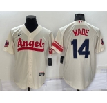 Men's Los Angeles Angels #14 Tyler Wade Cream 2022 City Connect Cool Base Stitched Jersey