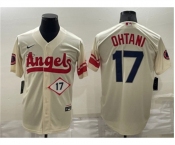 Men's Los Angeles Angels #17 Shohei Ohtani Number Cream 2022 City Connect Cool Base Stitched Jersey