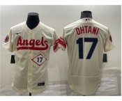 Men's Los Angeles Angels #17 Shohei Ohtani Number Cream 2022 City Connect Flex Base Stitched Jersey