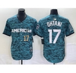 Men's Los Angeles Angels #17 Shohei Ohtani Number Teal 2023 All Star Cool Base Stitched Jersey