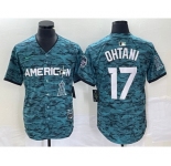 Men's Los Angeles Angels #17 Shohei Ohtani Teal 2023 All Star Cool Base Stitched Jersey
