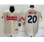 Men's Los Angeles Angels #20 Jared Walsh Cream 2022 City Connect Cool Base Stitched Jersey