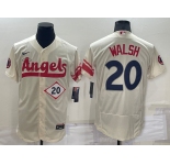 Men's Los Angeles Angels #20 Jared Walsh Number Cream 2022 City Connect Flex Base Stitched Jersey