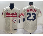 Men's Los Angeles Angels #23 Archie Bradley Number Cream 2022 City Connect Flex Base Stitched Jersey