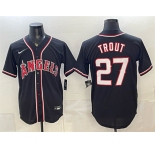 Men's Los Angeles Angels #27 Mike Trout 2026 Fashion Replica Black Out Stitched Baseball Jersey