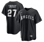 Men's Los Angeles Angels #27 Mike Trout Black Lights Out Limited Stitched Baseball Jersey