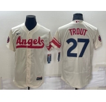 Men's Los Angeles Angels #27 Mike Trout Cream 2022 City Connect Flex Base Stitched Jersey