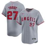 Men's Los Angeles Angels #27 Mike Trout Gray Away Limited Baseball Stitched Jersey
