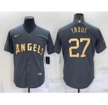 Men's Los Angeles Angels #27 Mike Trout Grey 2022 All Star Stitched Cool Base Nike Jersey