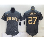 Men's Los Angeles Angels #27 Mike Trout Grey 2022 All Star Stitched Flex Base Nike Jersey