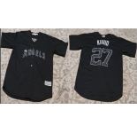 Men's Los Angeles Angels #27 Mike Trout KIIIIID Black Stitched Baseball Jersey