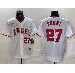Men's Los Angeles Angels #27 Mike Trout White Cool Base Nike Jersey
