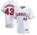 Men's Los Angeles Angels #43 Patrick Sandoval White Home Limited Baseball Stitched Jersey