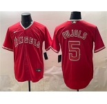 Men's Los Angeles Angels #5 Albert Pujols Red Stitched Baseball Jersey
