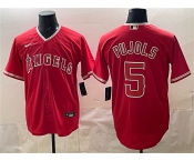 Men's Los Angeles Angels #5 Albert Pujols Red Stitched Baseball Jersey