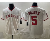 Men's Los Angeles Angels #5 Albert Pujols White Stitched Baseball Jersey