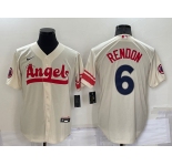 Men's Los Angeles Angels #6 Anthony Rendon Cream 2022 City Connect Cool Base Stitched Jersey