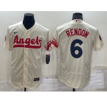 Men's Los Angeles Angels #6 Anthony Rendon Cream 2022 City Connect Flex Base Stitched Jersey