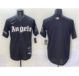 Men's Los Angeles Angels Blank Black 'Gothic Halo Edition' Vapor Limited Stitched Baseball Jersey