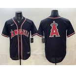 Men's Los Angeles Angels Team Big Logo 2026 Fashion Replica Black Out Stitched Baseball Jersey