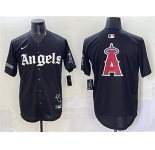 Men's Los Angeles Angels Team Big Logo Black 'Gothic Halo Edition' Vapor Limited Stitched Jersey
