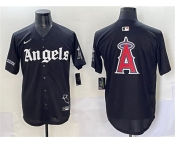 Men's Los Angeles Angels Team Big Logo Black 'Gothic Halo Edition' Vapor Limited Stitched Jersey