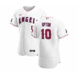 Men's Nike Los Angeles Angels #10 Justin Upton White Home 2020 Authentic Player Baseball Jersey