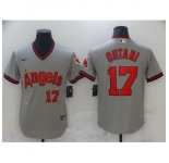 Men's Nike Los Angeles Angels #17 Shohei Ohtani Gray Throwback Baseball Jersey
