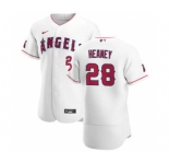 Men's Nike Los Angeles Angels #28 Andrew Heaney White Home 2020 Authentic Player Baseball Jersey