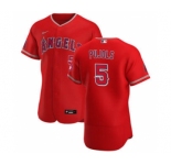 Men's Nike Los Angeles Angels #5 Albert Pujols Red Alternate 2020 Authentic Player Baseball Jersey