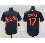Men's Baltimore Orioles #17 Colton Cowser Black Cool Base Stitched Jersey