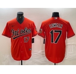 Men's Baltimore Orioles #17 Colton Cowser Number Orange Cool Base Stitched Jersey