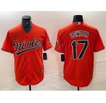 Men's Baltimore Orioles #17 Colton Cowser Orange Cool Base Stitched Jersey