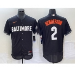 Men's Baltimore Orioles #2 Gunnar Henderson Black 2023 City Connect Flex Base Stitched Jersey