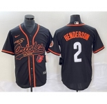 Men's Baltimore Orioles #2 Gunnar Henderson Black With Patch Cool Base Stitched Baseball Jersey
