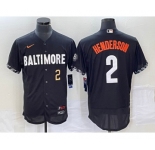 Men's Baltimore Orioles #2 Gunnar Henderson Number Black 2023 City Connect Flex Base Stitched Jersey