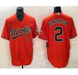 Men's Baltimore Orioles #2 Gunnar Henderson Number Orange Cool Base Stitched Jersey