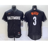 Men's Baltimore Orioles #3 Jorge Mateo Black 2023 City Connect Flex Base Stitched Jersey